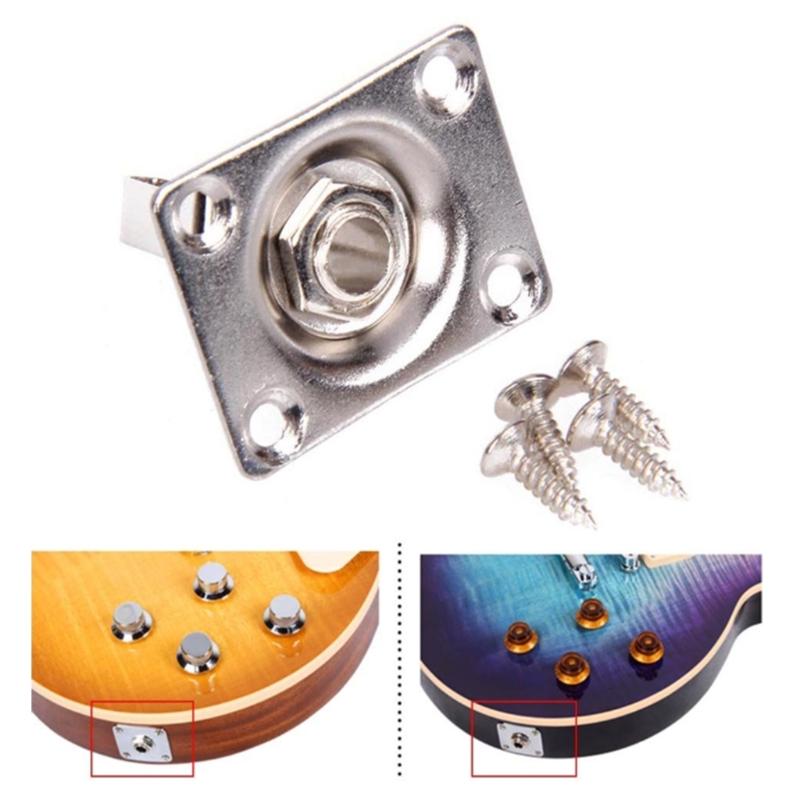 Guitar Replacement Part 1/4'' Square Output Jacks Plate Guitar Bass Jacks Socket
