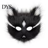 Adjustable Strap Fox Mask Halloween Half Face Mask, Plush Animal Masquerade with Cosplay Costume Accessory Rhinestone Gems, Party Prop for Women Girls