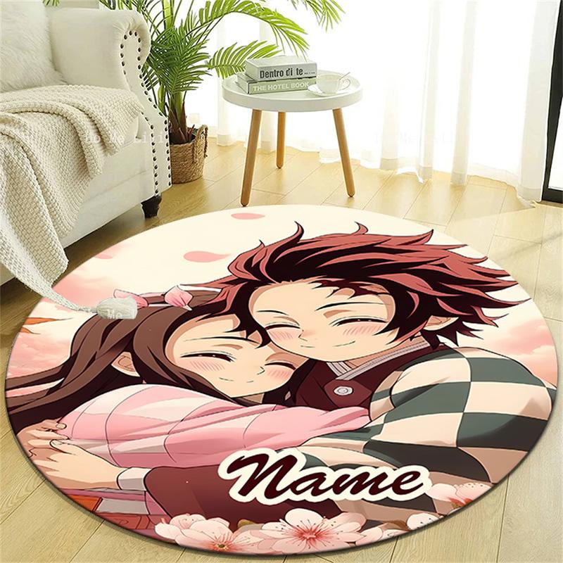Personalized Demon Slayer Round Chair Office Rug - Perfect for Mat, Office Chair & More - Ideal Gift for Birthdays and Holidays