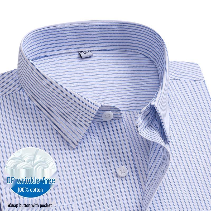 2026 Spring Men's Non-Iron Double-Ply Pure Cotton Long-Sleeve Formal Shirt
