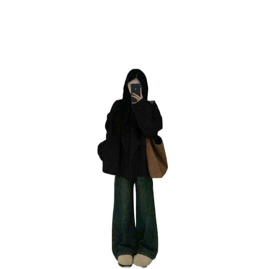 Women's 2025 Korean Style Loose Woolen Coat - Autumn/Winter Temperament