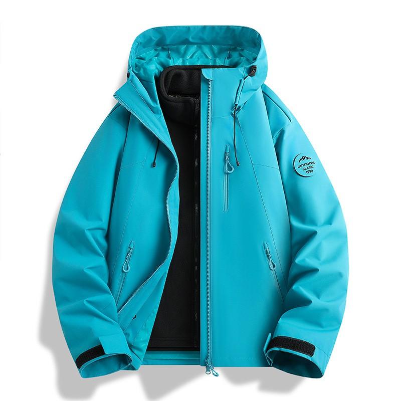 Mens Womens 3-in-1 Waterproof Windproof Hiking Jacket With Removable Down Liner Outdoor Trekking Camping Cycling