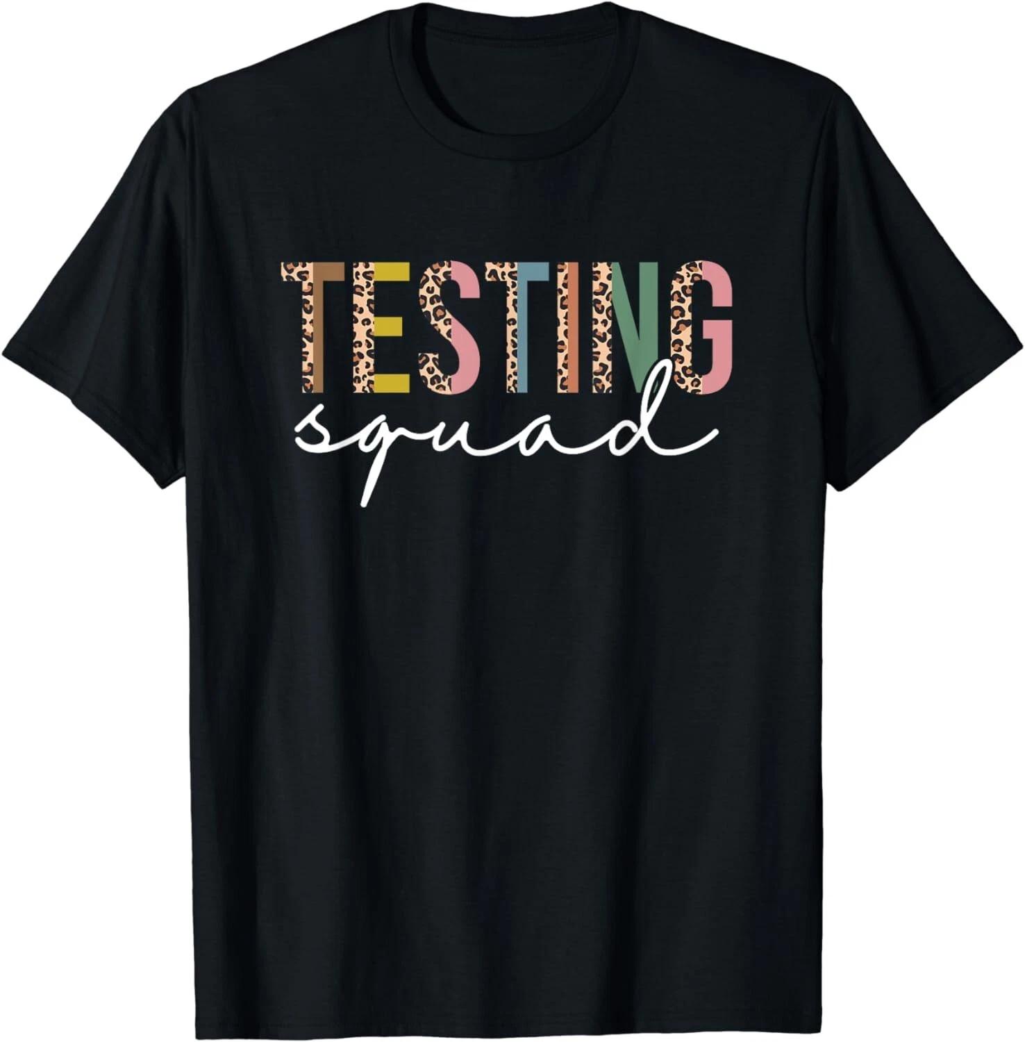 Rock The Test Teacher Test Day Testing Squad Leopard Teacher Gift Unisex T-Shirt L