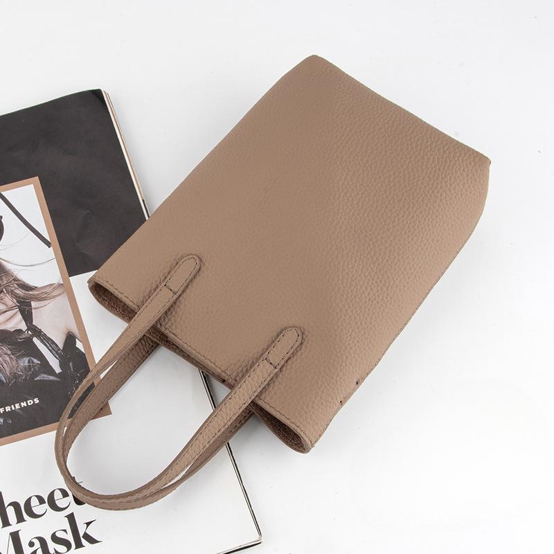 Damen Klassische und Schlichte Vollnarbenleder Vielseitige Einzel-Schultertasche, Leichte Umhänge-Handytasche