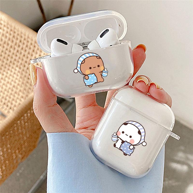 Kawaii Cute BuBu DuDu Bear Couple Earphone Case For Airpods 4 3 2 1 Clear Soft Wireless Cover For Apple Airpod Pro 2 Accessories