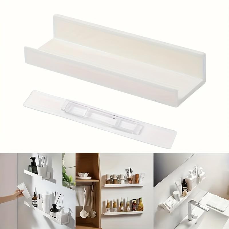 Self-Adhesive No-Drill Wall-Mounted Shelves - Adjustable Storage Rack, Durable Plastic Bathroom & Kitchen Organizer Space-Saving