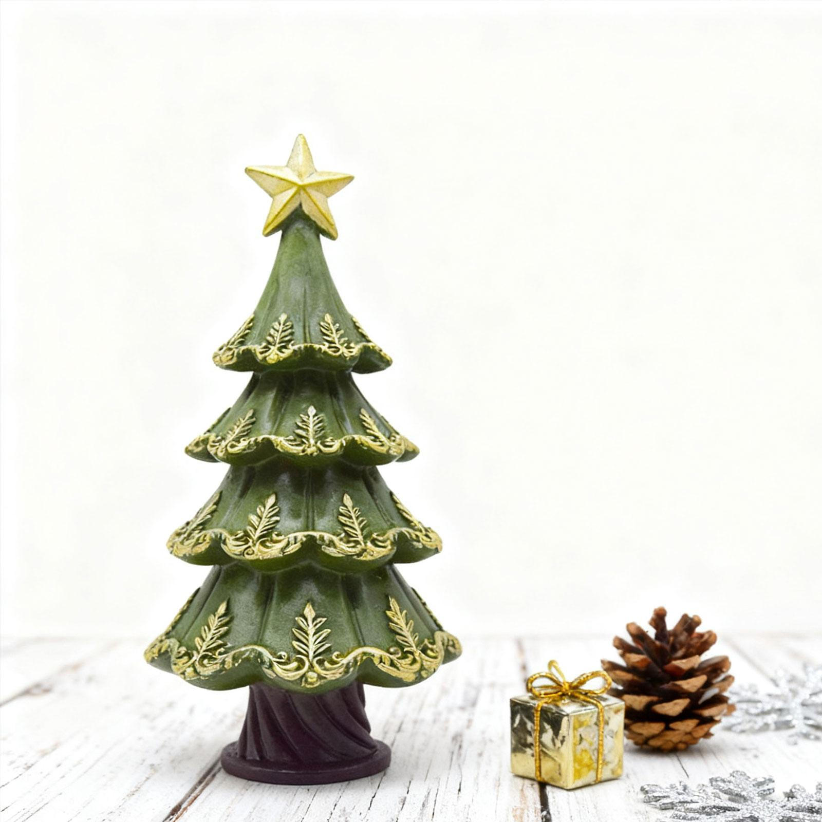 

Статуэтка Рождественской елки Маленькие украшения для полки Праздничный пейзаж зелёный