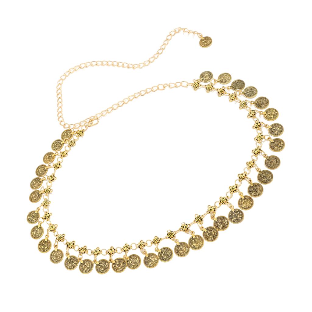 Cinturón con Monedas Metálicas Vibrantes Estilo Étnico Cadena para la Cintura Accesorio de Moda para Festivales de Música y Atuendos Casuales