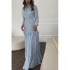 European and American Stylish Women's Lantern Sleeve Ruffle Layered Dress