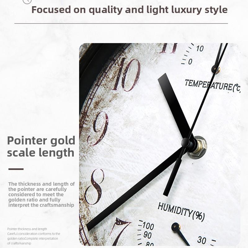 100% Waterproof Outdoor Wall Clock with Humidity Temperature Gauge Bathroom Kitchen Patio Shop Living Room Decorative Wall Clock