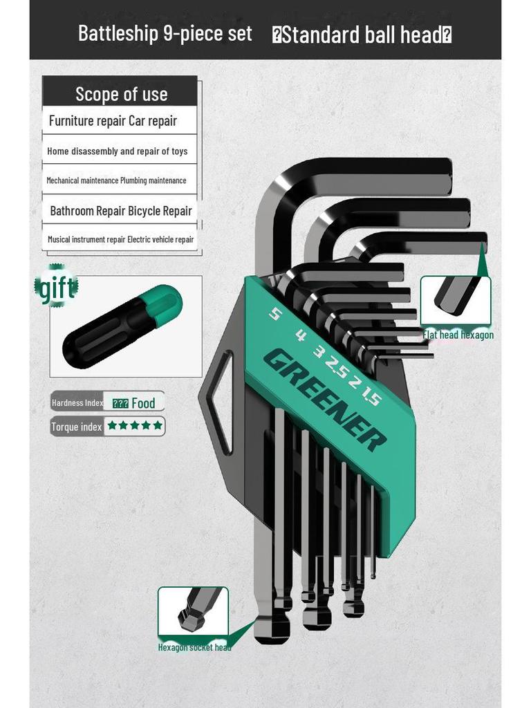 Green Forest Universal Hexagonal Wrench & Screwdriver Set