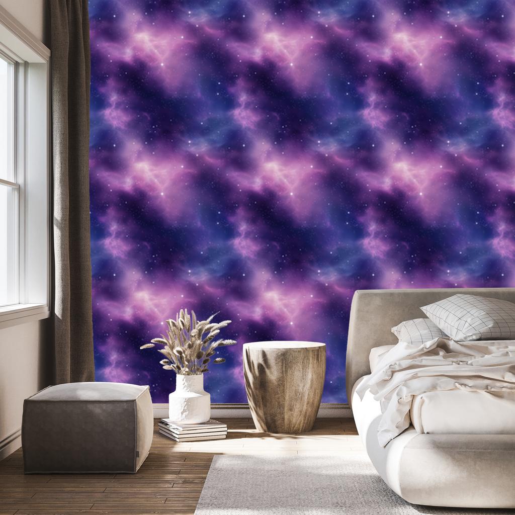 Watercolor Galaxy Wallpaper Violet and Indigo for Living Room and Bedroom 50x1000