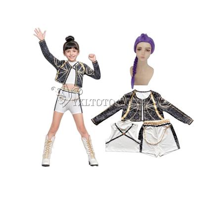Rumi Cosplay Kostüm KPop Dämonenjägerin Mädchenkostüm K Pop Huntrix Schwarz Golden Halloween Party Kleidung Outfit