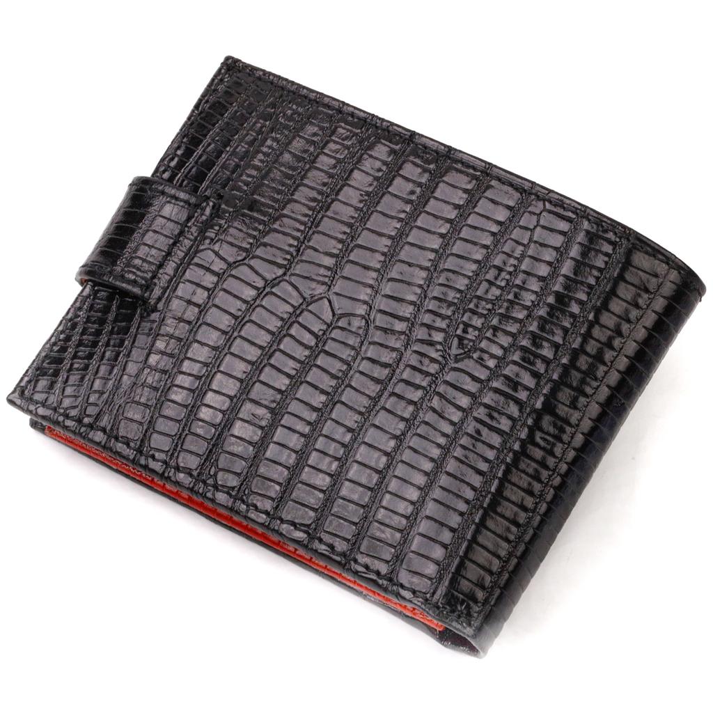 Lacquered Compact Wallet for Men Made of Genuine Textured Leather CANPELLINI 21751 Black