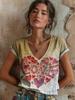 2026 Women's Tops Women's Floral T-Shirt Summer 2026 Short Sleeve Casual Loose Vintage Streetwear Fashion Clothes for Woman