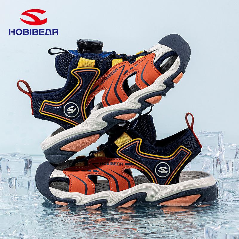 Kids Closed Toe Sport Sandals Boys Girls Breathable Mesh Beach Shoes Summer Anti-Kick Water Shoes For Outdoor Walking
