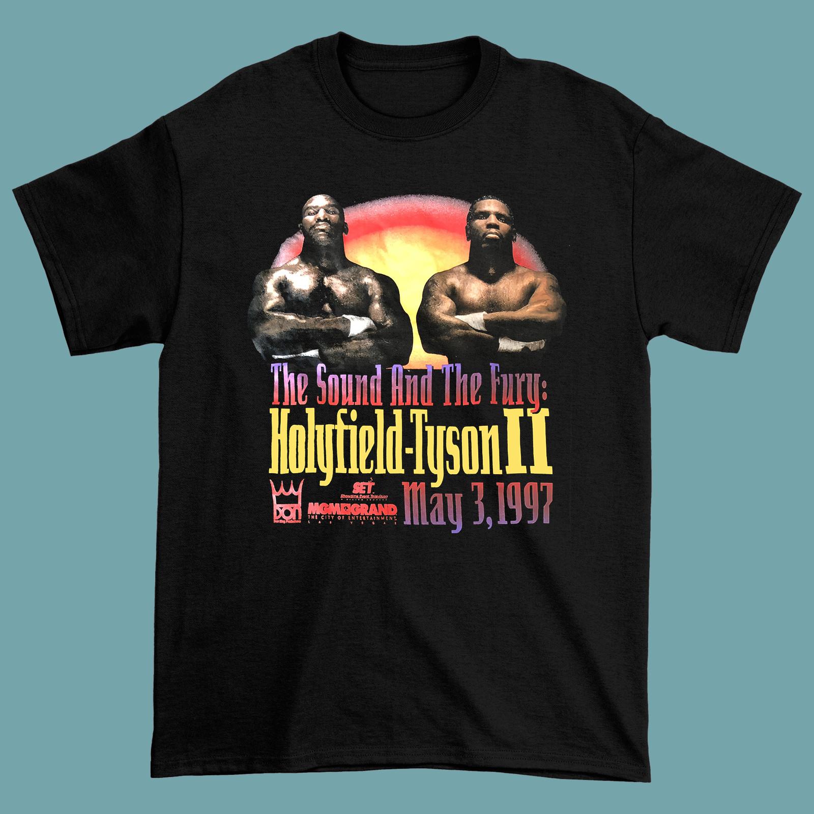 Mike Tyson Evander Holyfield Boxing T-shirt Cotton Black Unisex 8D556 S разноцветный