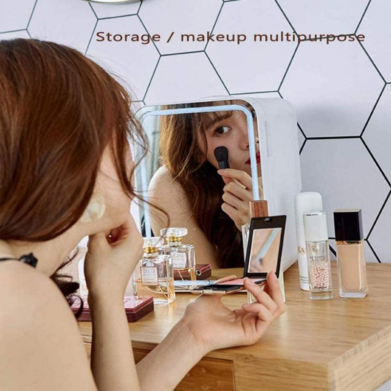 Mini Cosmetics Kjøleskap 4L LED Cosmetic Mirror Mute