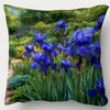 1pc Short Plush Decorative Pillow Cover, Van Gogh Garden Iris Pillowcase, Single-Sided Print, Suitable for Sofa, Living Room, Bedroom, Office Home Dec