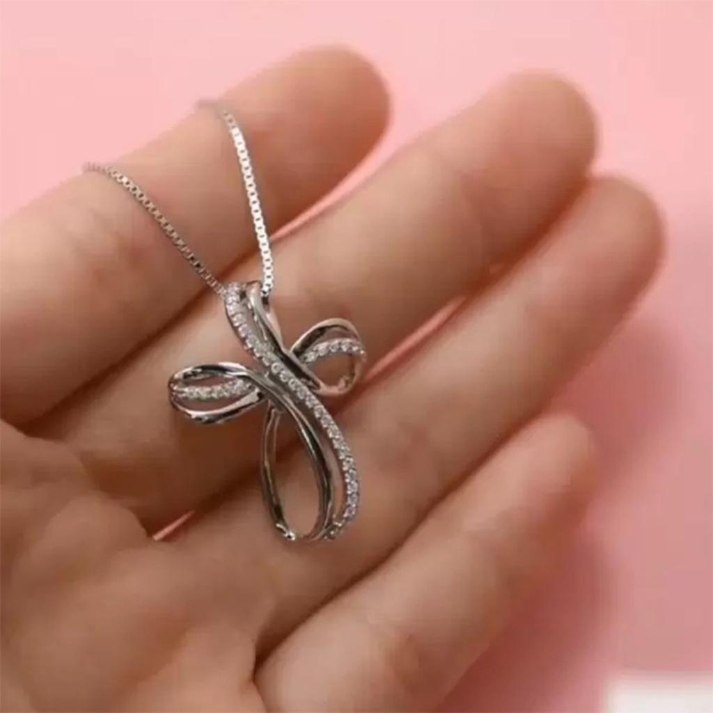 Sparkling Cross Shaped Pendant Necklace for Women