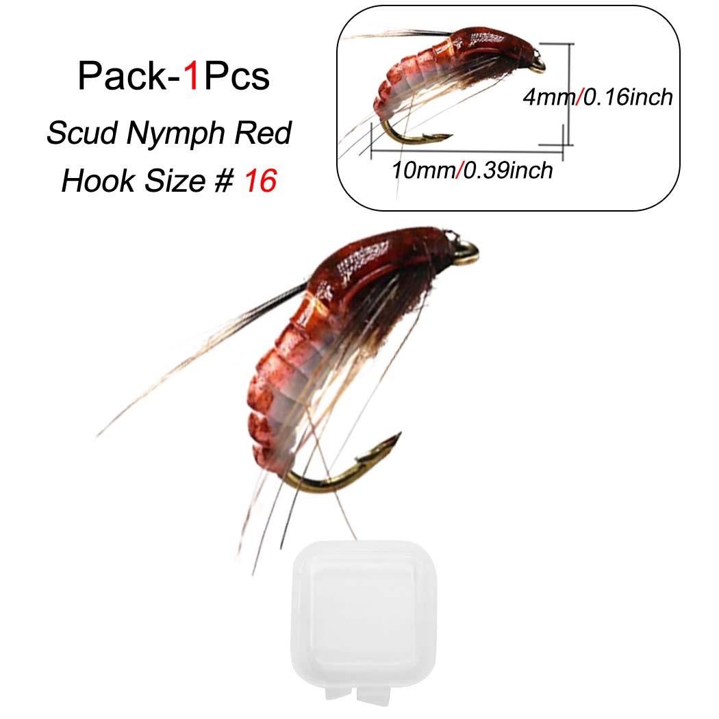 

1/3шт Nymph Scud Fly Bug Форель Мухи Штучні комахи Рибальська приманка Приманка Інструменти для риболовлі 1Pcs-Size 16