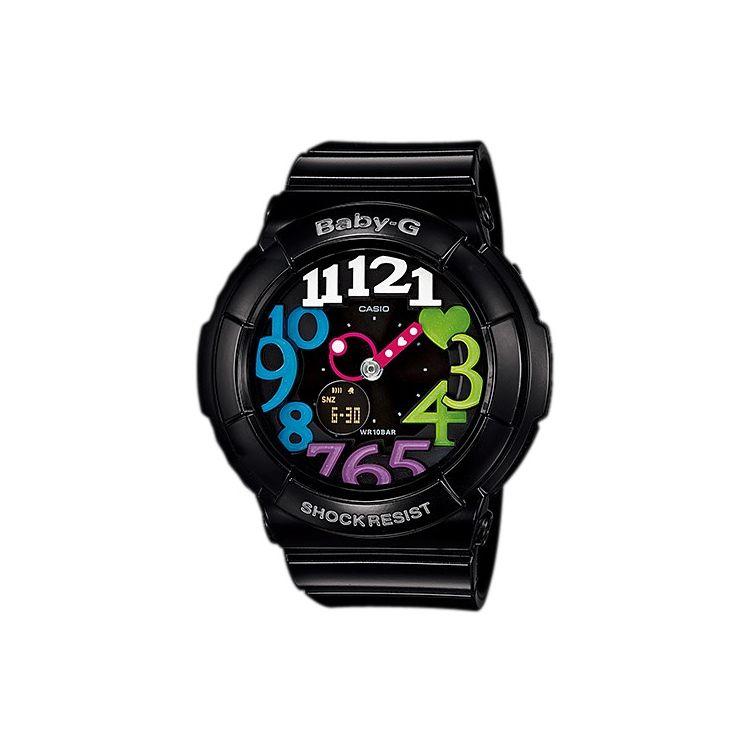 Casio Baby-G Series Multifunctional Trendy Colorful Cute Round Dial Watch Quartz Movement Resin Strap Women watches Black BGA-131-1B2 Black Dial