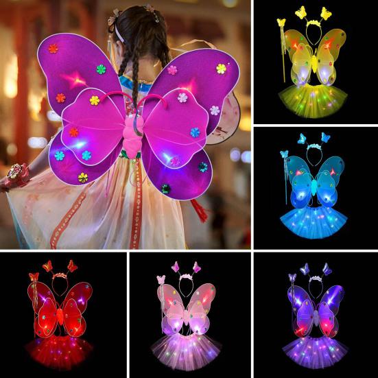 Costume Di Halloween Gatto Per Bambine – Set Da 5 Pezzi Con Fascia, Naso, Gonna, Coda E Papillon