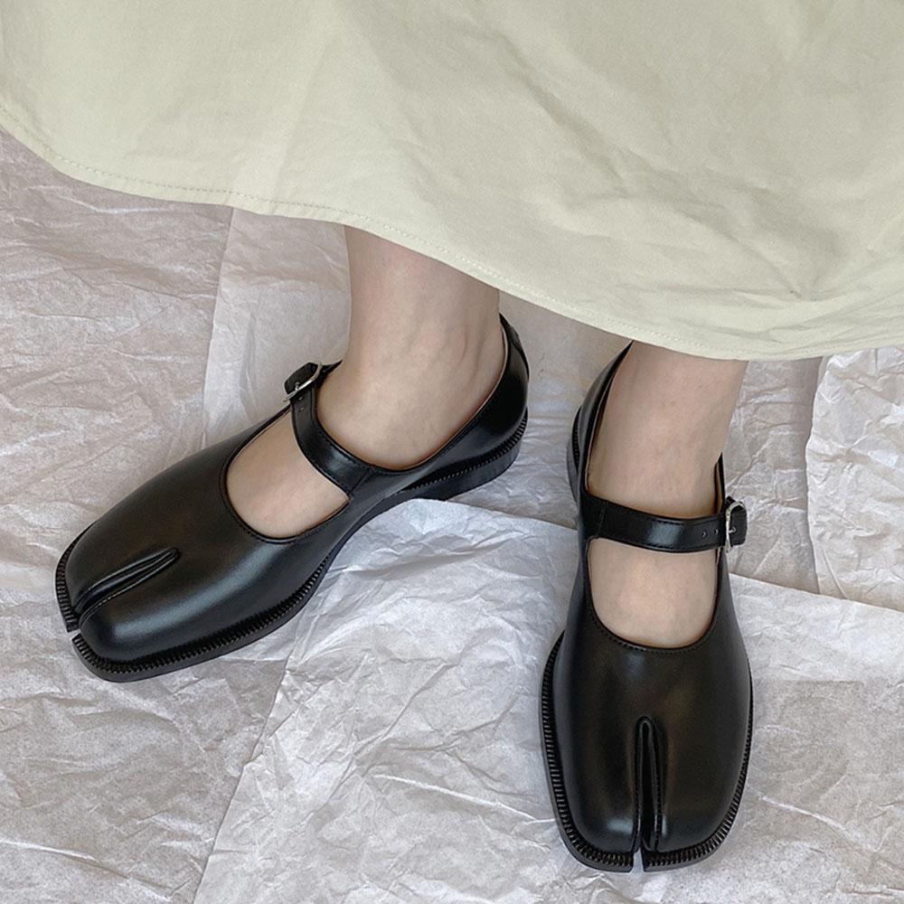 Značkové Mokasíny Trendy Tabi boty s dělenou špičkou Dámské Černé Tabis Pro Každodenní Život Elegantní Mary Jane boty Dámské Baleríny Zapatos De Mujer