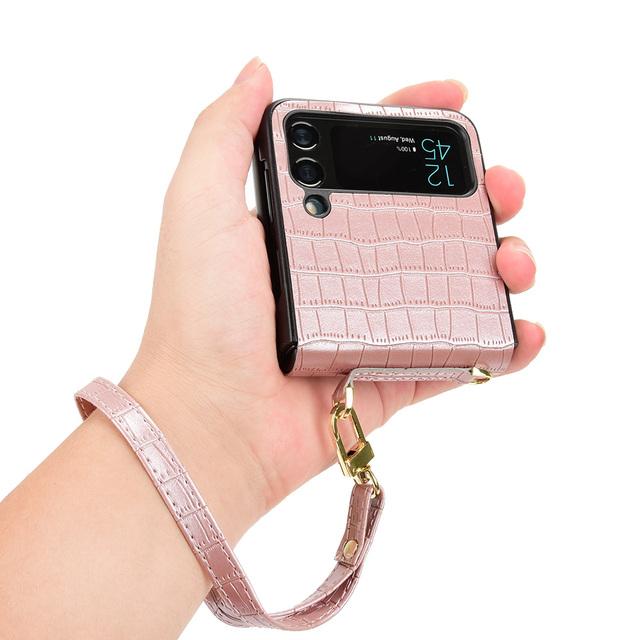 

Тонкий кожаный чехол-бумажник с защитой от царапин для Samsung Galaxy Z Flip 4 5g Flip4 Flip3 Flip 3 Складной дизайн без отпечатков пальцев for samsung z flip 3 розовый