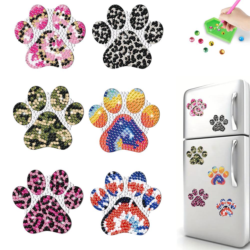 6Pcs Special Shape Diamond Painting Fridge Magnet White Fox Fridge Stickers Diamond Art Fridge Magnet for DIY Crafts Party Gift