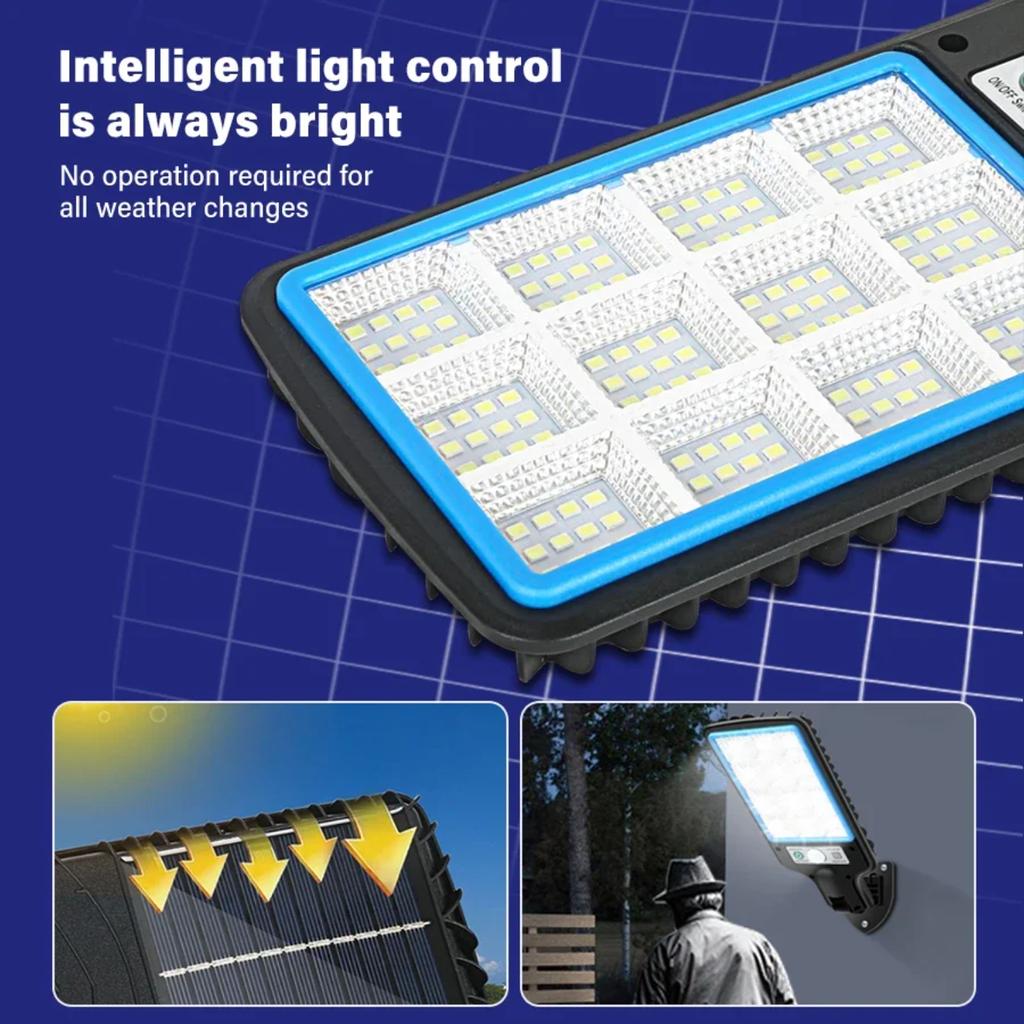 New High Power  Solar Lights 3 Lighting  Motion Sensor Solar COB Wall Lamp With Remote Control Outdoor Waterproof Street Lamp