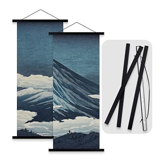 Ywlake 2 Pack 50cm Width Magnetic Wooden Poster Hanger Frame for Tapestry, B3 Poster Frame, Horizontal 500mm Tenugui Frame, Poster Hanging Frame,