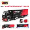 AAN1 Bburago 1:43 Mercedes-Benz Actros GigaSpace Trailer Heavy Tractor Truck Black Die Cast Collectible Hobbies Model Toys