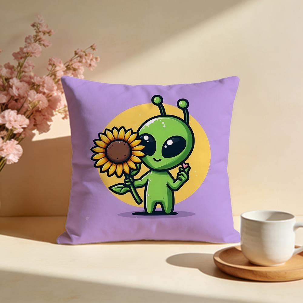 Wacky Silly Alien Cushion Cover Soft Pillow Cases for Home Bedroom Living Room Sofa