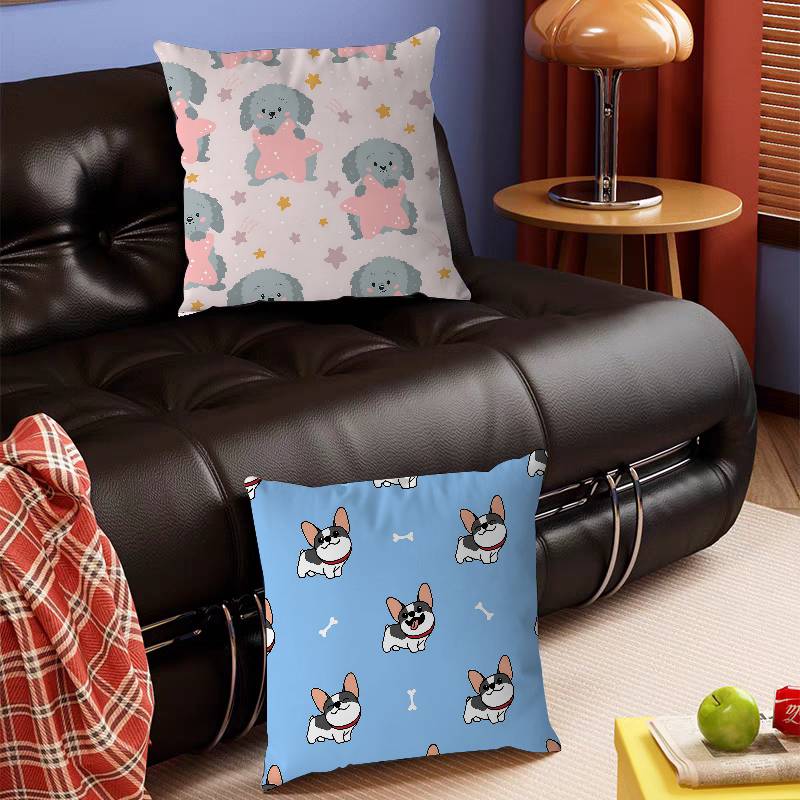 Cartoon Dog Pillow Case Removable Washable Cushion Cover – All-Season Soft Linen