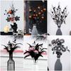 Black Halloween Decorations DIY Accessories Artificial Pumpkin Maple Branches Props Halloween Halloween Pumpkin Flower Stem