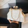 Embroidery Hanfu Shell Shoulder Bags Faux Pearl Chain Evening Purse  Banquet Occasions