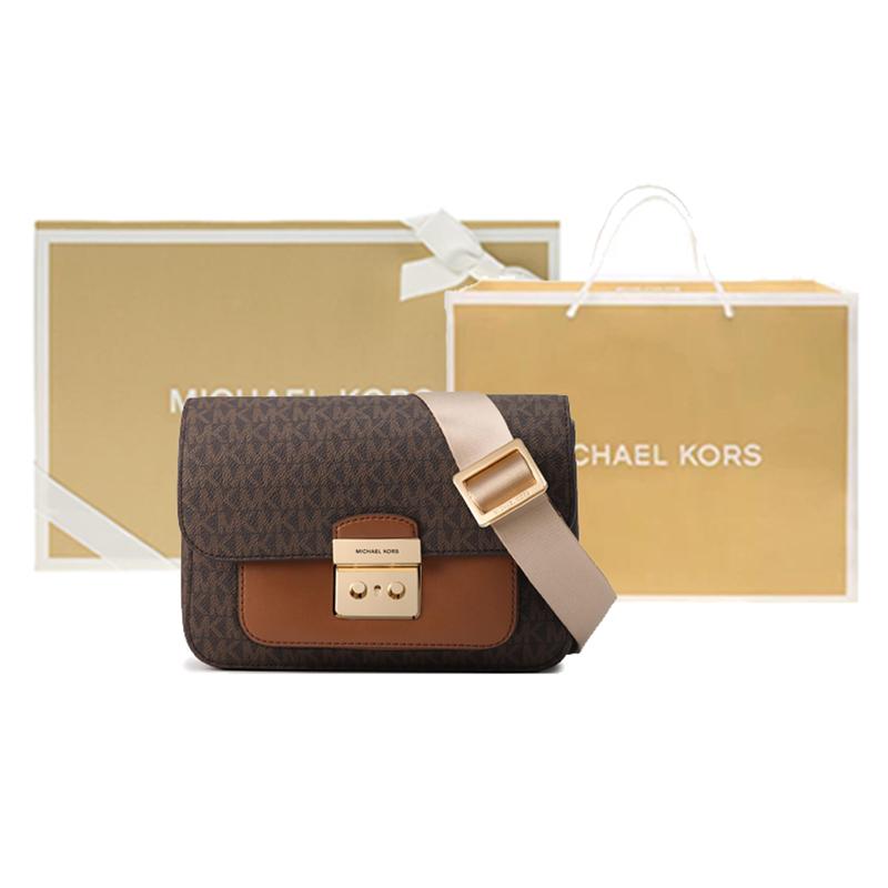 Michael Kors Sloan Series Retro Presbyopia Flip Commuting Artificial Leather Camera Bag Shoulder Messenger Bag Medium Women's Dark Brown