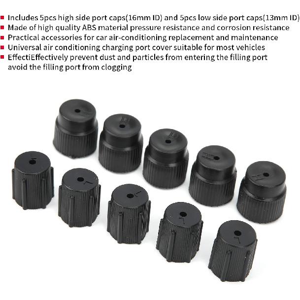 AC Service Port Caps, Universal Air Conditioning Service Cap ABS A/C Repair Refrigerant Charging Port Cover Auto Accessory (Pack of 10)