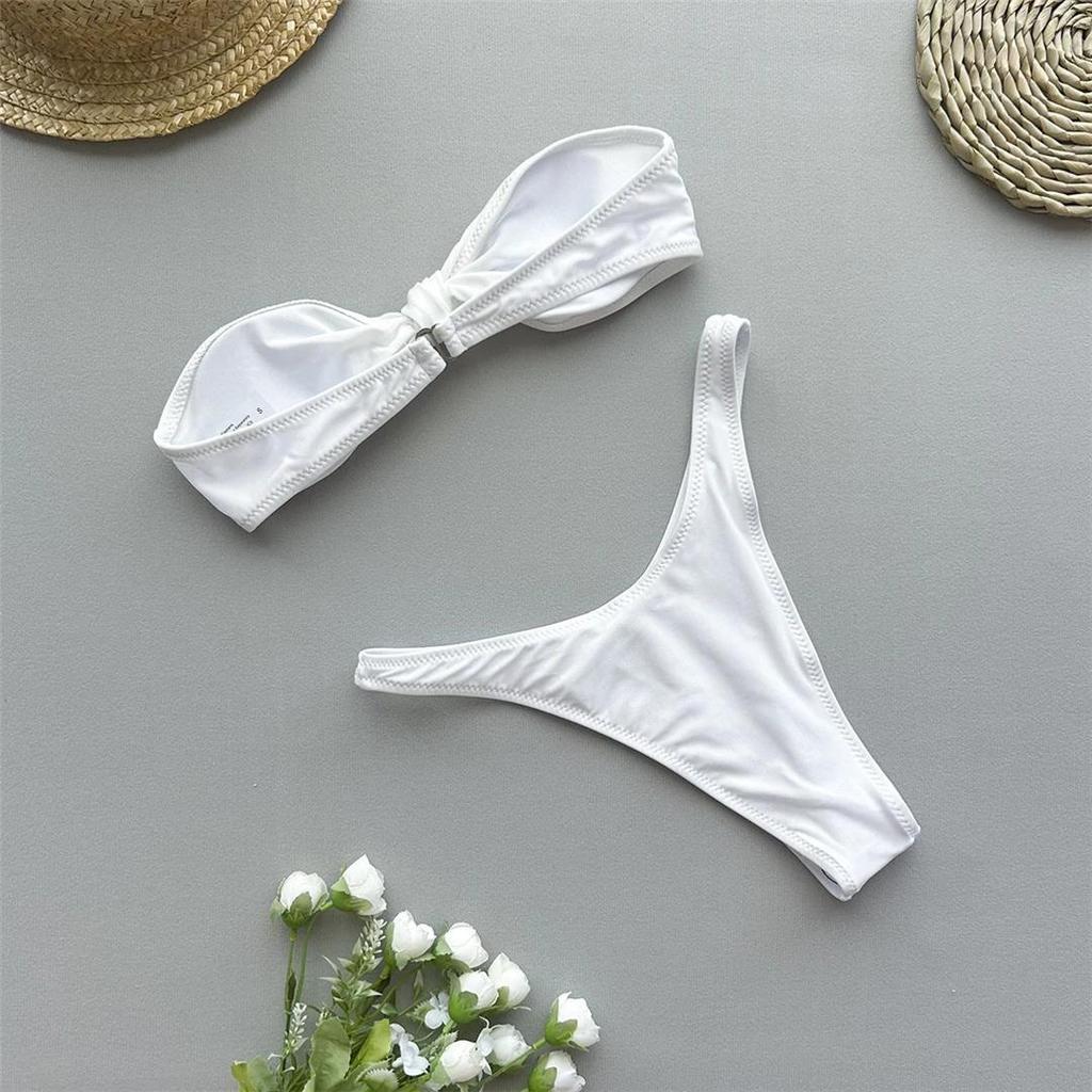 Bandeau Noué Bikini Brésilien Taille Haute Maillot de Bain Femme Maillot de Bain Deux-pièces Ensemble Bikini Maillot de Bain Maillot de Bain Swim