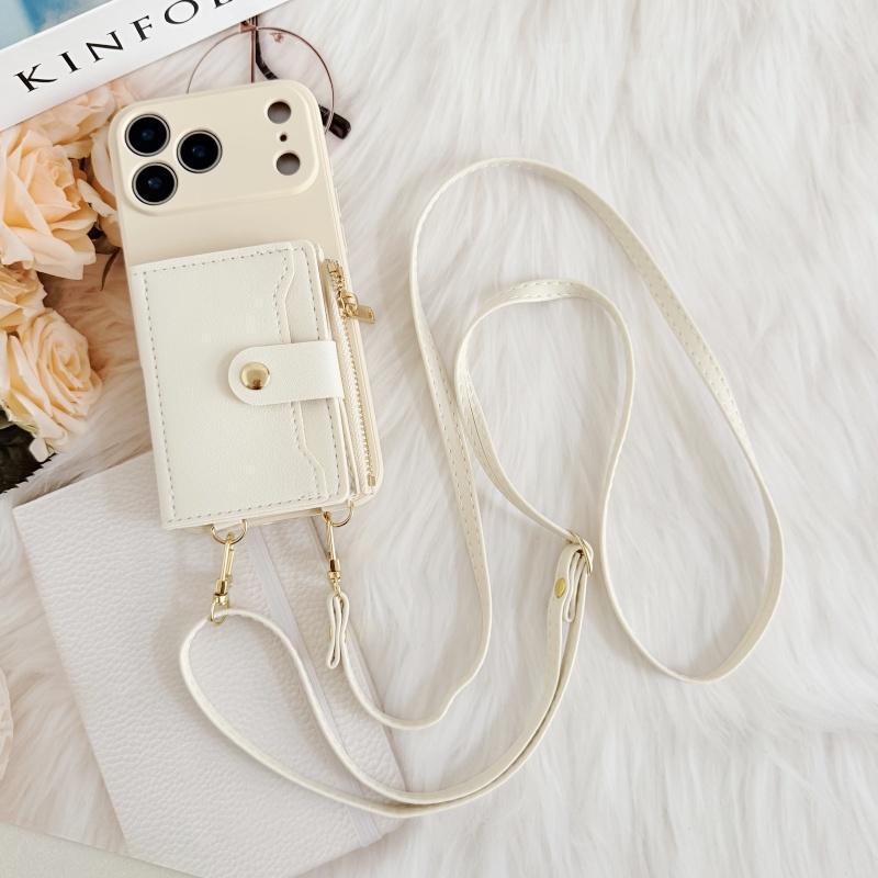 Wallet Lanyard Case for Xiaomi 15T Redmi Note 15 Pro Plus 14 15C 13 Card Slots Crossbody Strap Leather Fashion Zipper Bag Cover