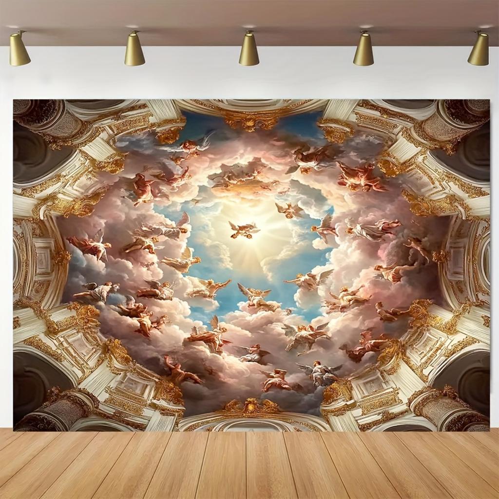 Piano 2D, 1 pezzo di sfondo per soffitto in stile barocco, adatto per la decorazione del soggiorno e della stanza