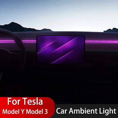 Para Tesla Model Y Model 3 Car Ambient Light 2021-2023 Interior do carro Ambient Strip Light LED Strips Neon Model Y 3 Acessórios