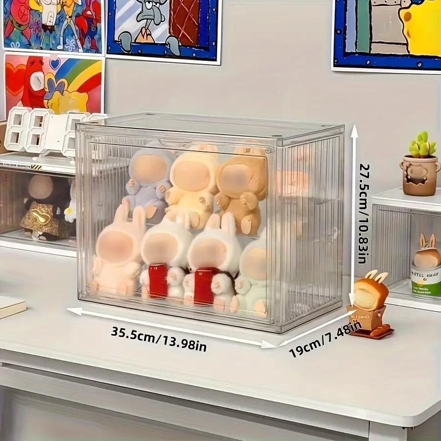 LABUBU Plush Toy Display Box Pendant Cute Doll Stand Cabinet Clear Storage Case Dust-Proof for Figurines Protective Shelf