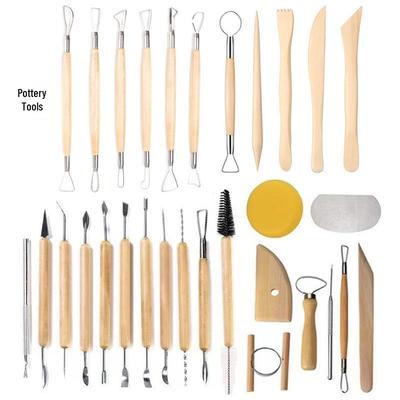 Set di Utensili Multi-pezzo in Legno per Ceramica e Scultura dell'Argilla