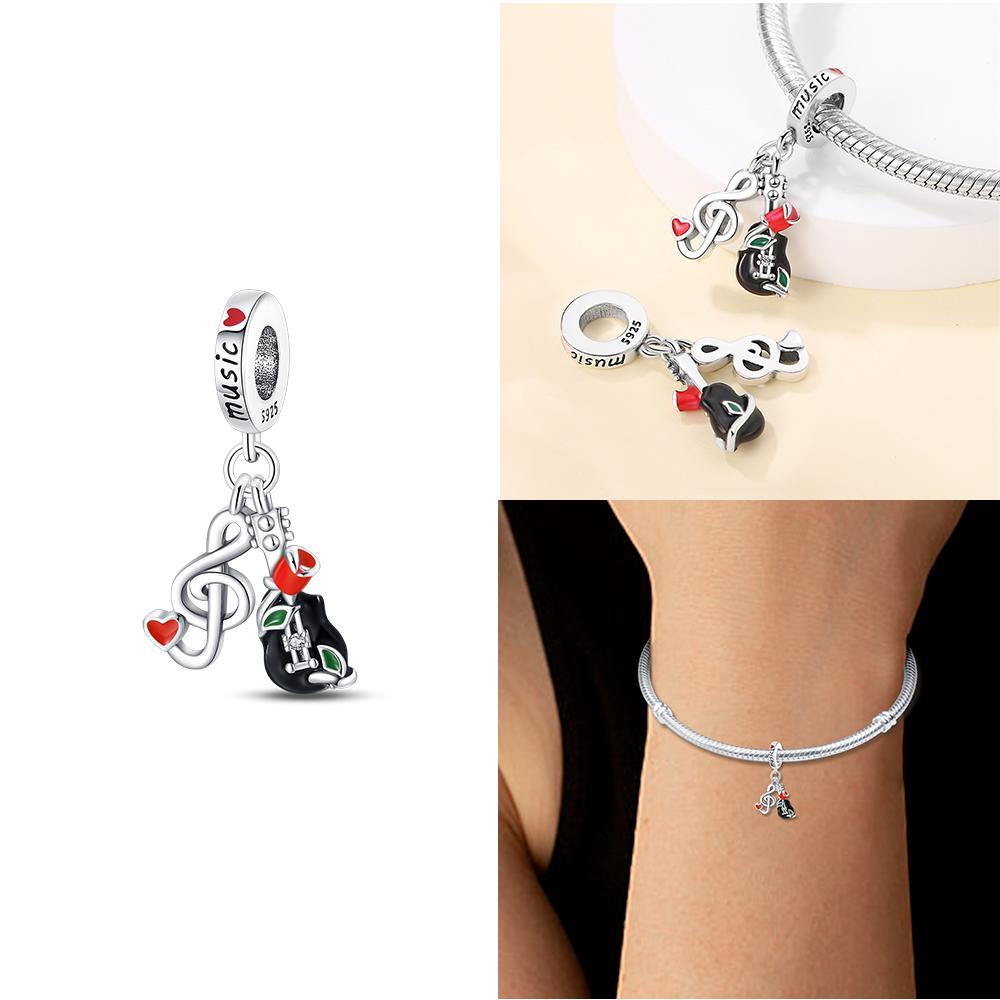 Fashion Woman Red Charms Copper Strawberry Ladybird Cars Lipstick Beads Fit Pandach Original Bracelets Diy Jewelry Gift