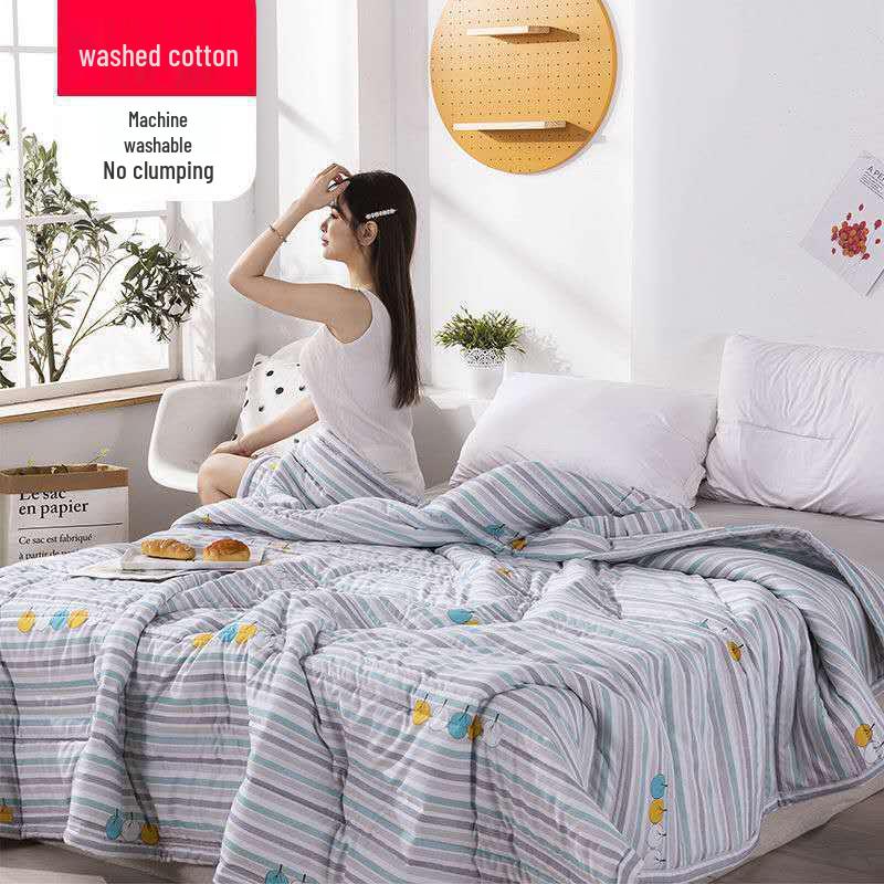 Washable Cotton Summer Quilt for Air Conditioning - Cool, Breathable, Thin Quilt for Kids and Adults