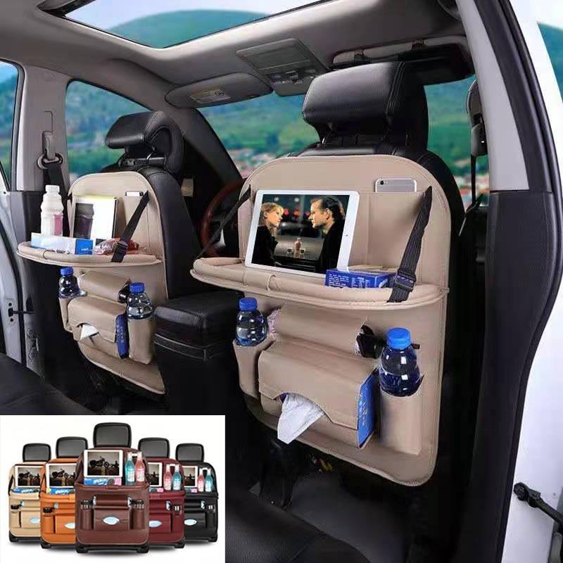Multi-pocket Car Seat Back Hanging Organizer Bag Universal Auto PU Leather Storage Holder Bag Foldable Shelf