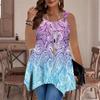 Modische Lässige Sport-Doppelring-Weste für Damen, Große Tank-Weste mit Noten-Aufdruck, Unregelmäßiger Saum, Elegant und Schlicht
