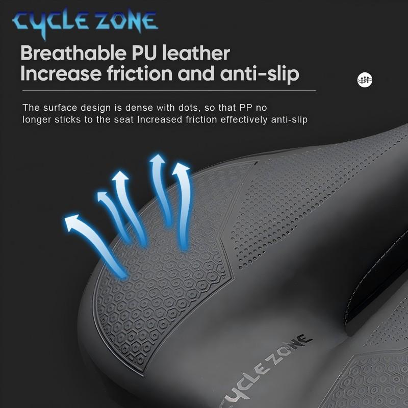 Bicycle Saddle Hollow Breathable Shockproof Cycling Seat PU Non-Slip Leather Cushion Lightweight Bike Saddle Cycling Accessories
